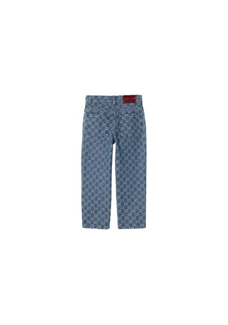 Jeans In Denim GG Jacquard Blu e Avorio GUCCI KIDS | 638161-XDC6G4266